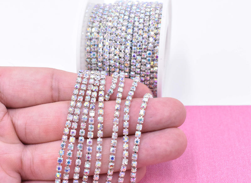 11 Yard Crystal Rhinestone Close Chain Trim Sewing Craft 2.5mm AB Color (AB) - NewNest Australia
