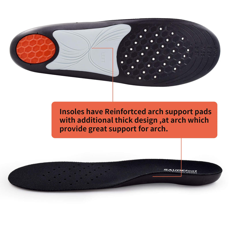 SAUDEfoot Arch Support Orthotics Insoles for Men and Women,Plantar Fascitis Cushioning Insoles,Comfortable soft Breathable For Walking and sport, Pain heel Relief L: Men UK7-12/EU41-46 - NewNest Australia