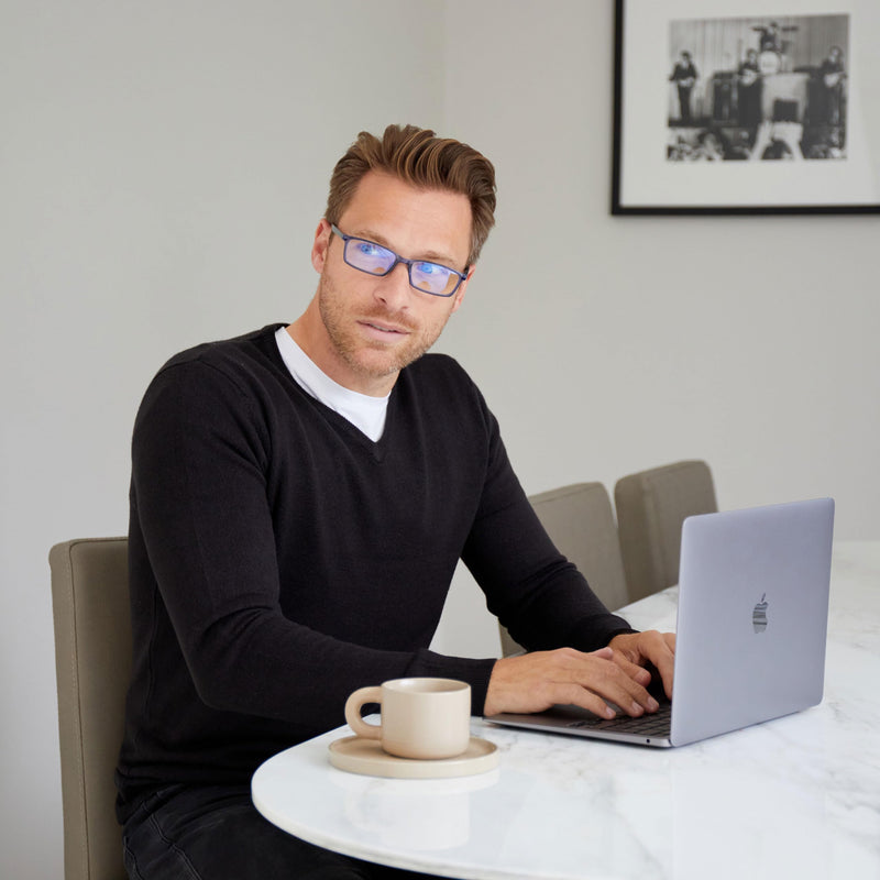 Opulize Sea Glasses Blue Light Filter Narrow Frame Spring Hinges Improve Sleep Computer Glasses Gaming Anti-Reflective Men Women B9 One Size Black Blue Arm - NewNest Australia