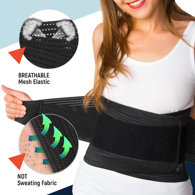 AVESTON Back Brace for Lower Back Pain Relief 6 ribs Belt with Lumbar Pad Support for Men/Women Light Thin Orthopedic Rigid Adjustable Brace Herniated Disc - Size 32 – 39 Inch Around Belly Medium - NewNest Australia