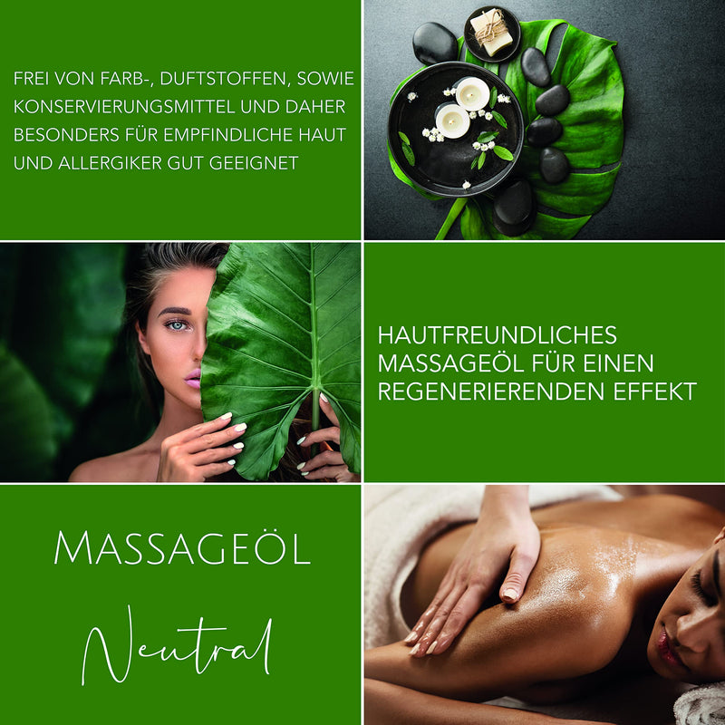 Danichou Neutral Massage Oil 250 Ml - Perfume Free - For Sensitive Skin - Vital Substance Rich Body Oil - With Jojoba Oil & Almond Oil - 100% Natural Cosmetics - Regenerating Care Effect For Firm Skin - NewNest Australia