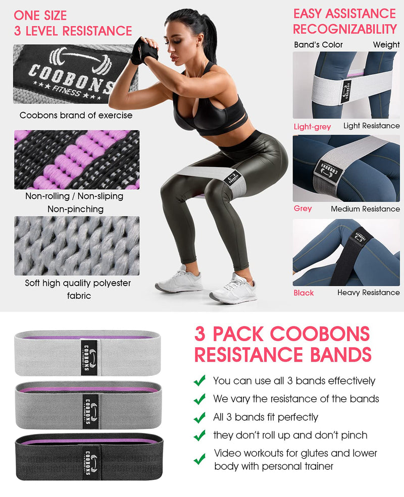 Resistance Bands for Legs and Butt - Fabric Exercise Bands Set Booty Bands Hip Bands Wide Workout Bands Resistance Loop Bands Anti Slip Circle Fitness Band Elastic Black,Grey,Light-grey - NewNest Australia