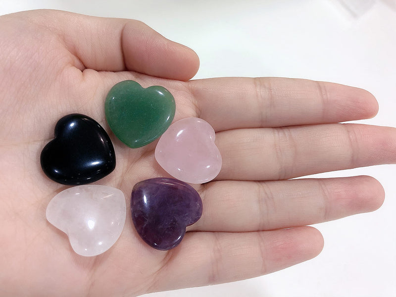 YATOJUZI 5PCS Natural Heart Healing Crystals Rose Quartz Amethyst Heart Love Stones Set Bulk Polished Pocket Palm Thumb Gemstones Chakra Reiki Balancing 5PCS-Mix Stones - NewNest Australia