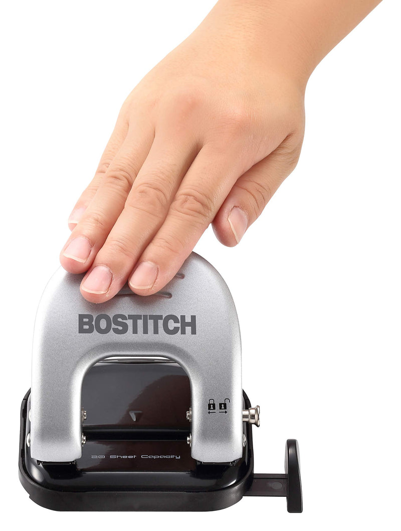 Bostitch Office EZ Squeeze Reduced Effort 2-Hole Punch, 20 Sheets, Locking Handle, Silver (2310) - NewNest Australia