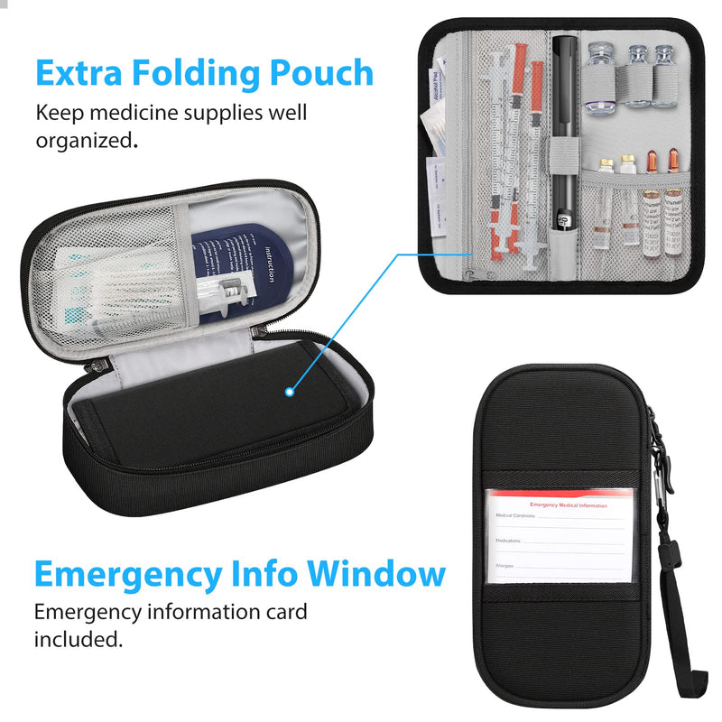 MEDMAX Insulin Cooler Bag with 2 Ice Packs - Portable Diabetic Bag Water-Repellent Insulated Medicine Bag Organizer Cooler Bag for Insulin Pen and Other Diabetic Accessories (Black) Black - NewNest Australia