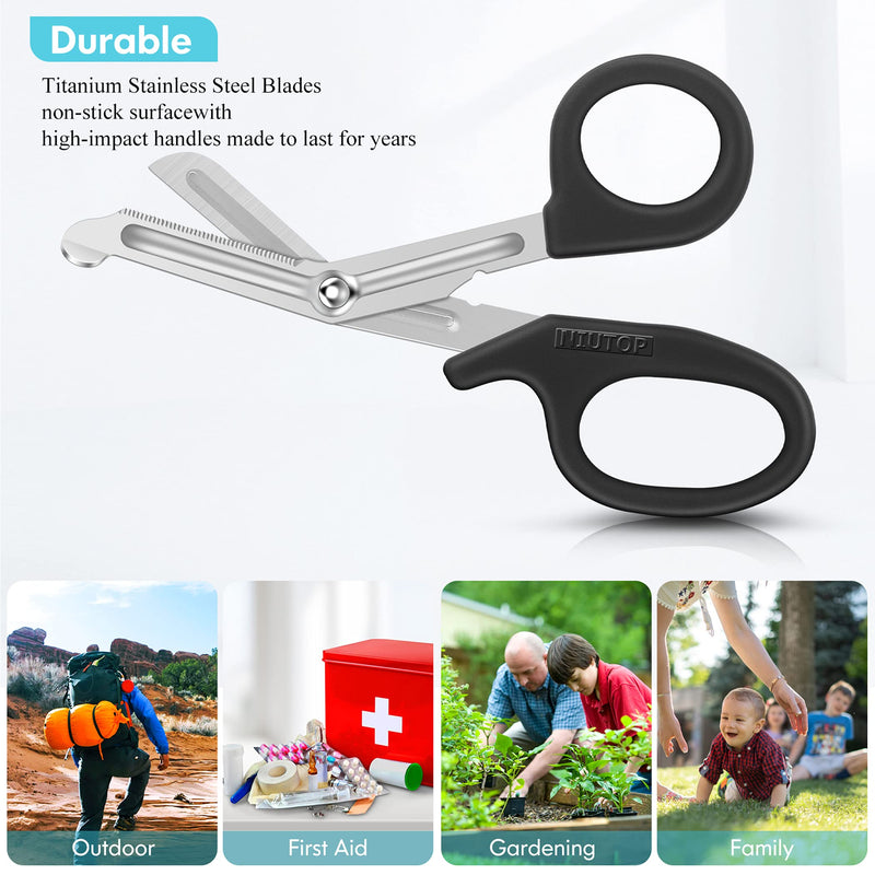 Trauma Shears, Medical Scissors 3-Pack, Premium Bandage Scissors for Nurses, 7.5" Nursing Scissors, Surgical Scissors, Nurse Scissors, Emergency First Aid Scissors, EMT Shears (Black, Aqua Sky, Grey) Black, Aqua Sky, Grey - NewNest Australia