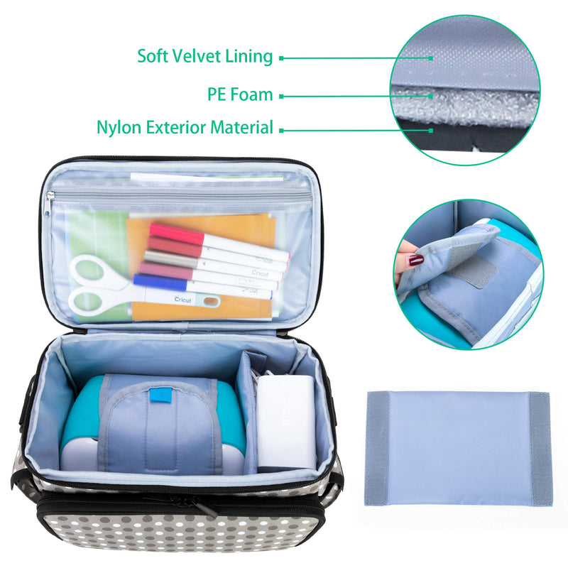 YARWO Carrying Case Compatible with Cricut Joy, Tote Bag with Detachable Divider for Power Adapter and Craft Accessories, Dots - NewNest Australia