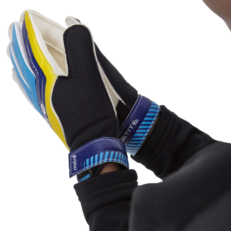 Mitre Magnetite Soccer Goalie Gloves , Black/Cyan/Yellow, Size 10 - NewNest Australia