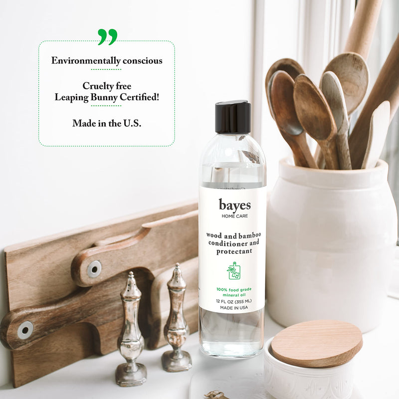 Bayes High-Performance Food Grade Mineral Oil Wood & Bamboo Conditioner and Protectant - Cleans, Conditions and Protects Wood, Bamboo, and Teak Cutting Boards and Utensils - 8 oz 8 Fl Oz (Pack of 1) - NewNest Australia