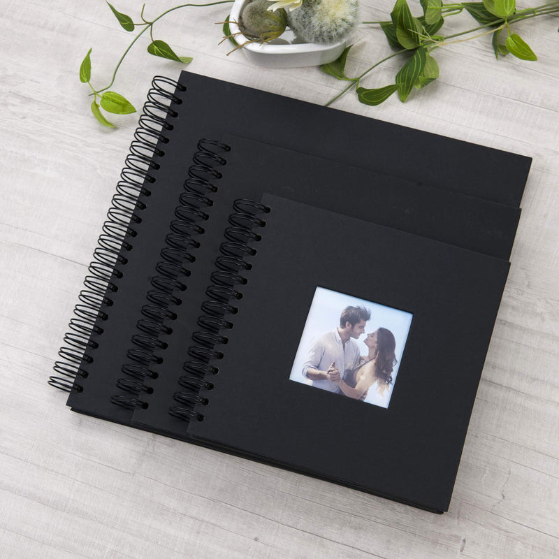 8 x 8 Inch Small DIY Scrapbook Photo Album with Cover Photo 80 Pages Hardcover Craft Paper Photo Album for Guest Book, Anniversary, Valentines Day Gifts (Black, 8 x 8 inch) Black - NewNest Australia