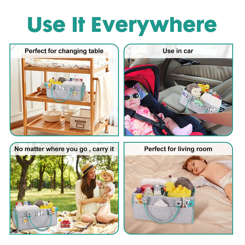 Baby Diaper Caddy Organizer for Boy or Girl Large Nursery Storage Bin Basket Portable Holder Tote Bag for Changing Table and Car Baby Shower Gifts Newborn Essentials Stuff Registry Must Haves Item green - NewNest Australia