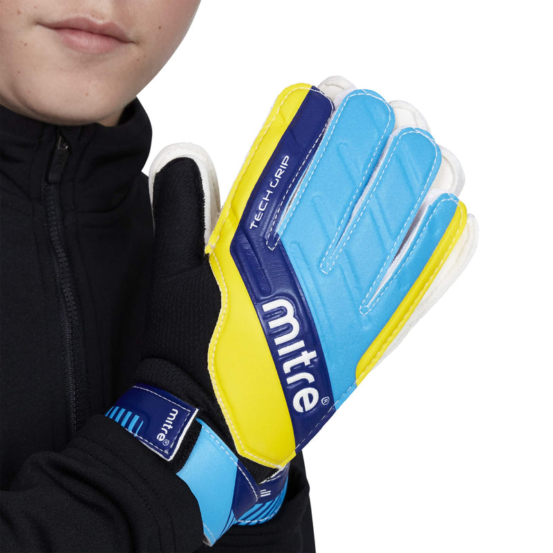 Mitre Magnetite Soccer Goalie Gloves , Black/Cyan/Yellow, Size 10 - NewNest Australia