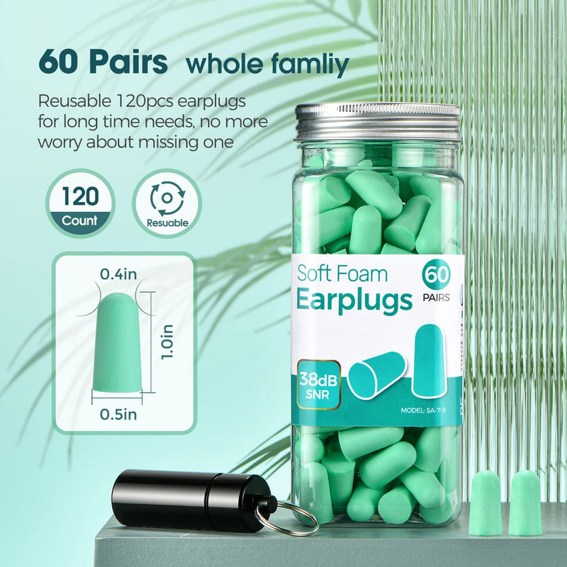 Sleep Ear Plugs 38Db Highest Snr, 60 Pairs Improved Super Soft Foam Plugs, One Size Soft Earplugs For Sleeping, Snoring, Learning, Travel, Concerts, Loud Sounds - NewNest Australia