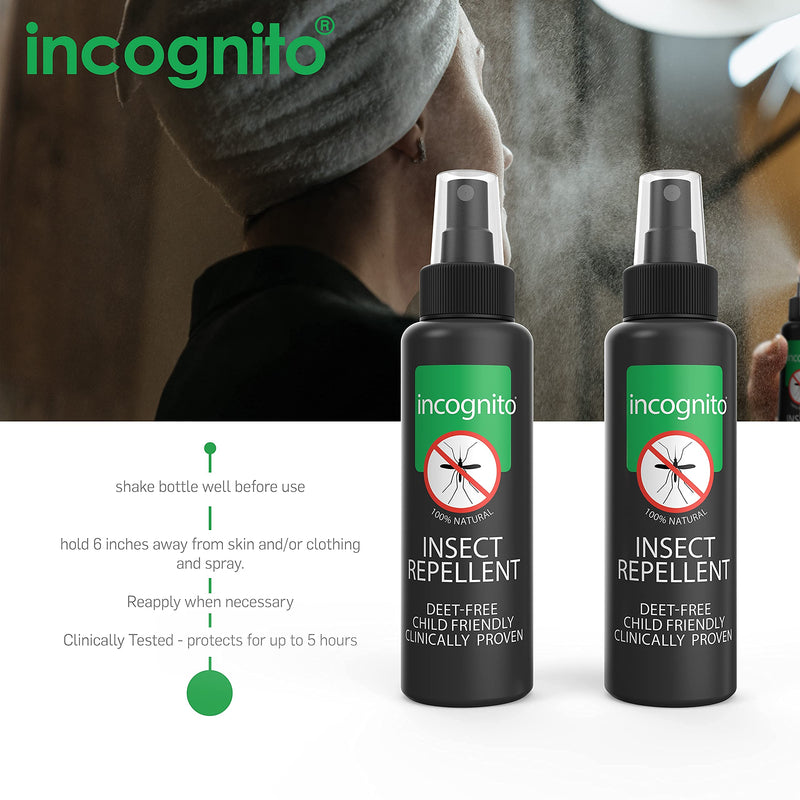 incognito mosquito repellent spray 100 ml | (Twin pack x2)| Maximum effect, natural, without DEET | Effectively protects against mosquitoes and other biting insects Mosquito spray for adults and children - NewNest Australia