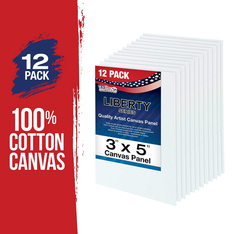 US Art Supply 3 X 5 inch Professional Artist Quality Acid Free Canvas Panel Boards for Painting 12-Pack (1 Full Case of 12 Single Canvas Board Panels) 3" x 5" - NewNest Australia