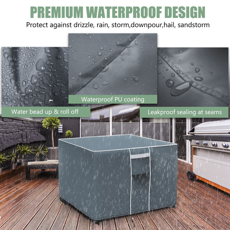 Fire Pit Cover Square, 500D Heavy Duty Waterproof Cover for Fire Pit, Fits 28 Inch, 30 Inch, 32 Inch Square Firepit/ Fire Bowl, Windproof&Dustproof Outdoor Firepit Cover -Grey, 32" X 32" X 16" Square -32"L x 32"W x 16"H - NewNest Australia