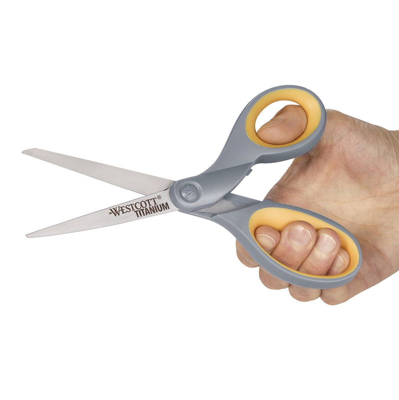 Westcott 8" Soft Grip Titanium Bonded Scissors For Office & Home, Gray/Yellow, 2-Pack (13901) - NewNest Australia