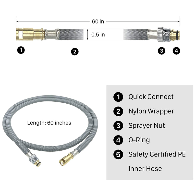 RP44647 Palo Hose Assembly for Delta Waterfall Pull-Out Kitchen Faucets 470/472/474/476 (Older Pre-2008 with Non-DST), Delta Signature Faucets Hose Replacement Part RP32527 with A New O-Ring Hose for Delta Pre-2008 Non-DST Faucets - NewNest Australia