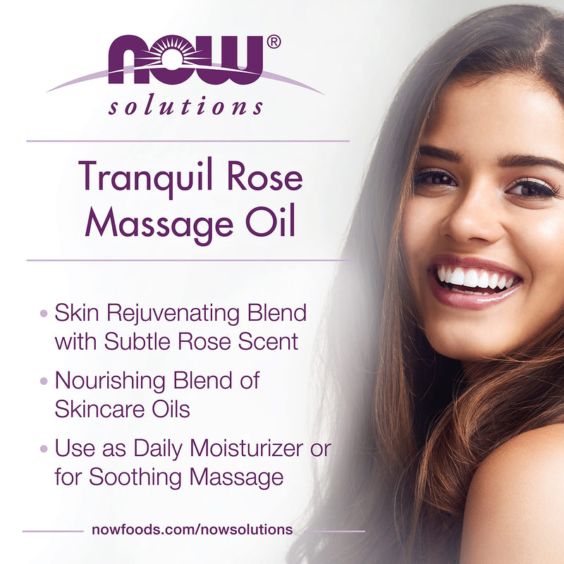 NOW Solutions, Tranquil Rose Massage Oil, Body Moisturizer for Dry Sensitive Skin, Promotes Healthy-Looking Skin, 8-Ounce 8 Fl Oz (Pack of 1) - NewNest Australia