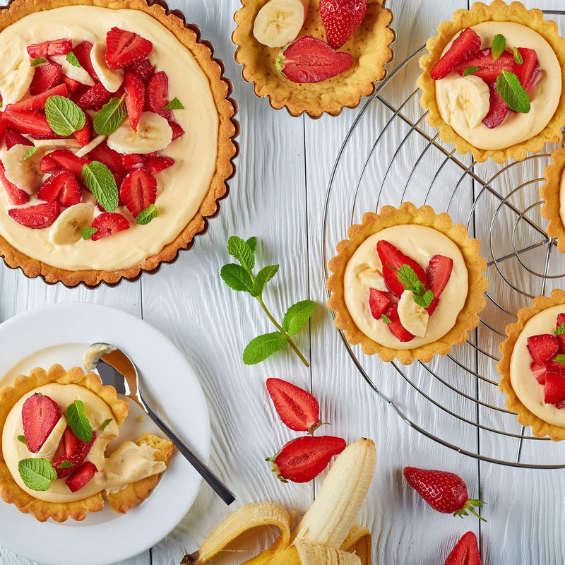 NewNest Australia - 10 Pieces 4 Inch Mini Tart Pan with Removable Bottom, Nonstick Quiche Pan for Baking Pies, Quiche Cheese Cakes and Desserts (Gold) Gold 