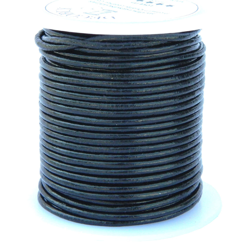 Round Leather Cord 1.5 mm String, 27 Yards Rope for Jewelry Making, Bracelets, Necklaces, Kumihimo Braiding, Wraps, Crafts, Hobby, and DIY Projects - Black - NewNest Australia