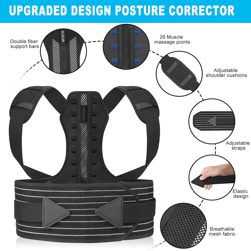 Aollop Posture Corrector Women and Men Spine Back Support Adjustable Back Brace for Improving Posture Providing Pain Relief from Neck Back Shoulder (Waist 27'- 51') Gifts for Women Men - NewNest Australia