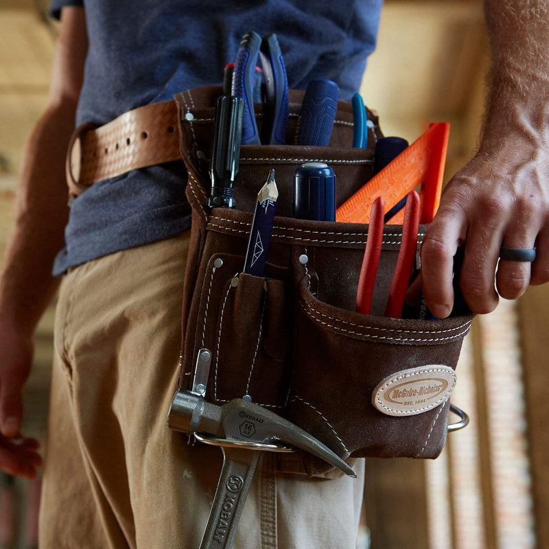 McGuire-Nicholas 10 Pocket Carpenter's Pouch | Premium Leather Nail & Tool Bag with Reinforced Wear Points Оne Расk - NewNest Australia