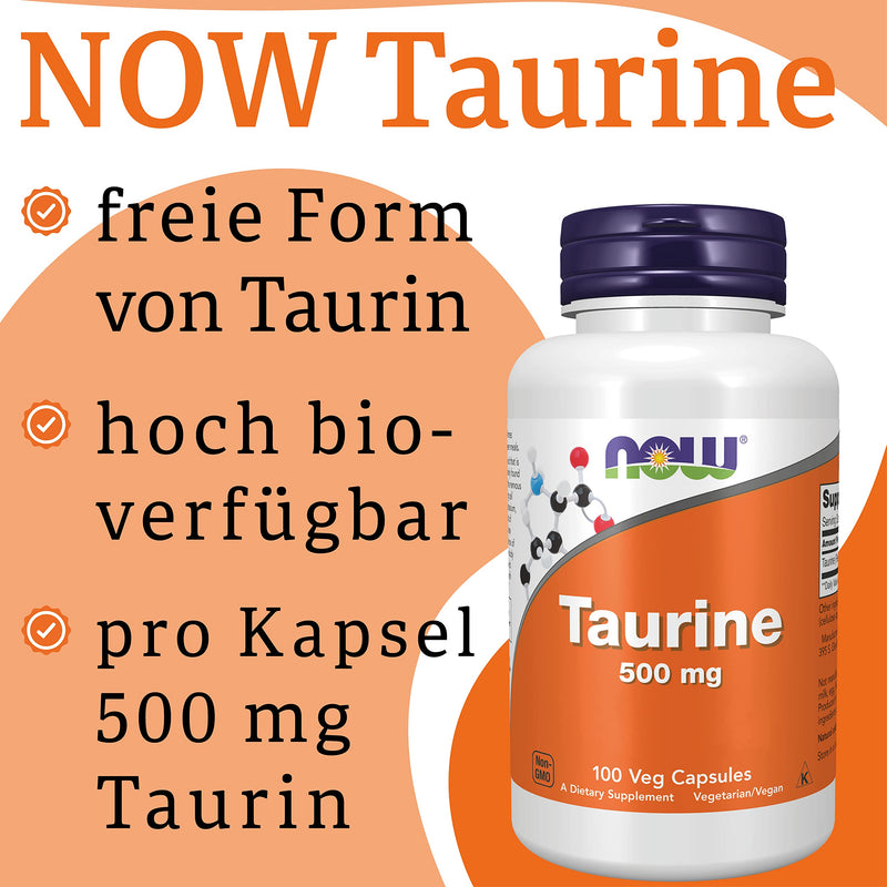 Now Foods, Taurine, 500mg, 100 Vegan Capsules, Laboratory Tested, Amino Acid, Gluten Free, Soy Free, Vegetarian - NewNest Australia