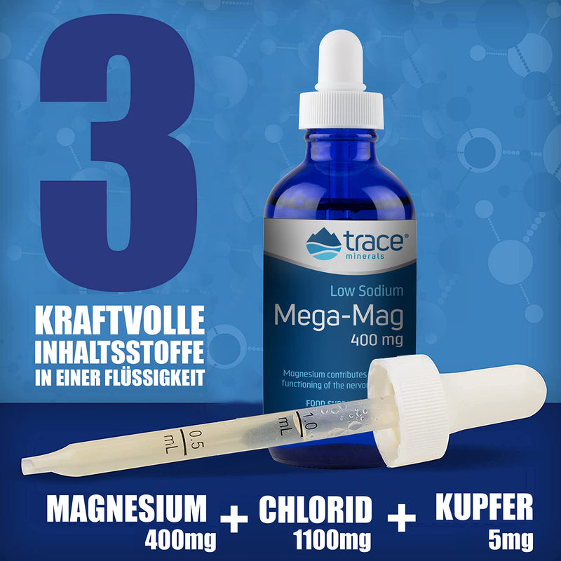 Trace Minerals Mega-Mag 400 Mg Magnesium | Liquid Magnesium Chloride | Supports Blood Pressure, Heart Health, Relaxed Mood, Digestion And Sleep | Helps Muscle Strength | (118Ml) - NewNest Australia