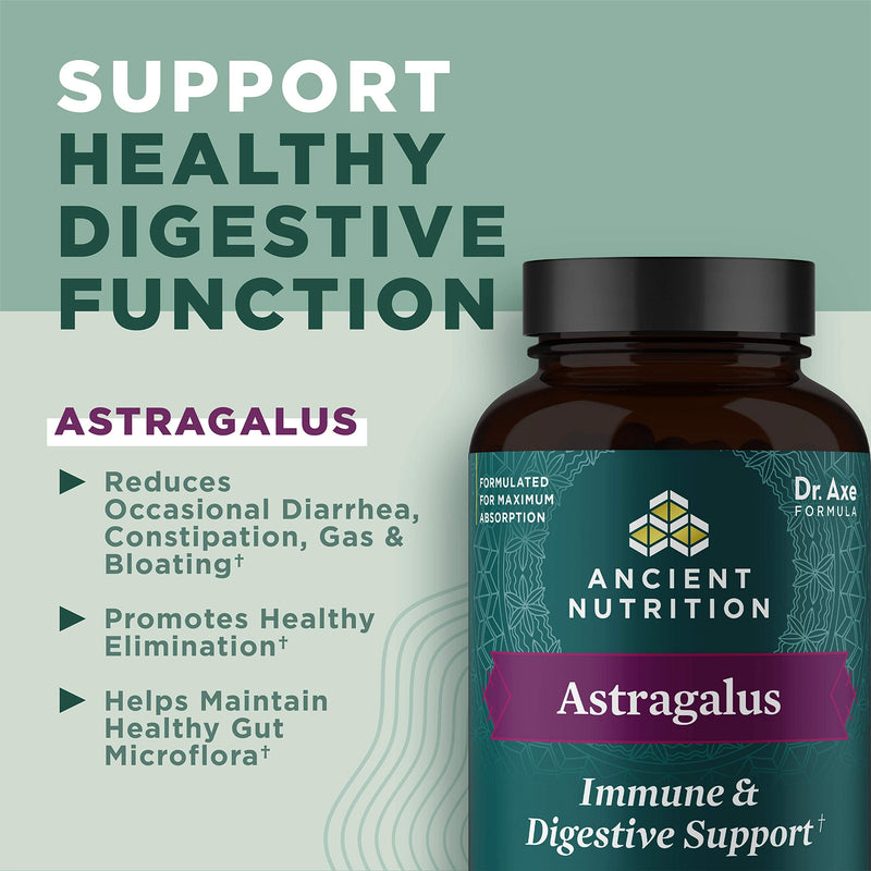 Probiotics and Astragalus Supplement Capsules by Ancient Nutrition, Provides Occasional Diarrhea, Constipation, Gas and Bloating Relief, Paleo and Keto Friendly, 60 Capsules Astragalus + Probiotics (60 count) - NewNest Australia