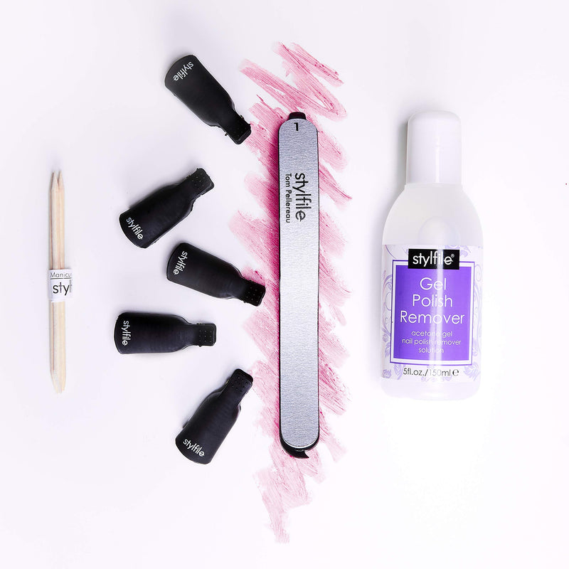 STYLFILE Gel Nail Polish Remover Tool Kit (12pcs), Remove Gel Nail Polish and Acrylics at Home in 15 Minutes, No Foil Needed, Includes Gel Polish Remover Solution (150ml) & Cuticle Oil, Quick & Easy - NewNest Australia