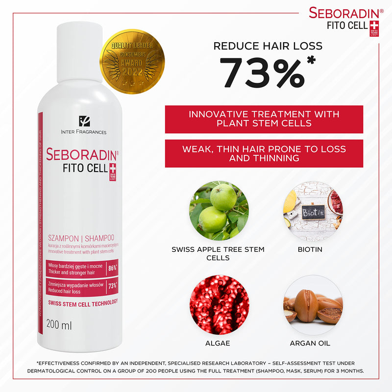 SEBORADIN FITO CELL Hair Shampoo for Stronger Hair 200 ml | Hair Loss and Regrowth | Swiss Technology Stem Cells Phytocelltec Malus Domestica | Hair & Scalp Treatment | Hair Care Hair Products - NewNest Australia