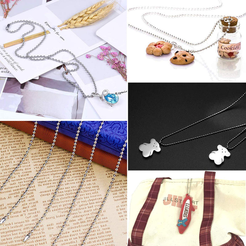 Stainless Steel Ball Bead Chain [1.5mm/50Feet] Chains Spool with 30 PCS Connectors for Jewelry Making 1.5MM - NewNest Australia