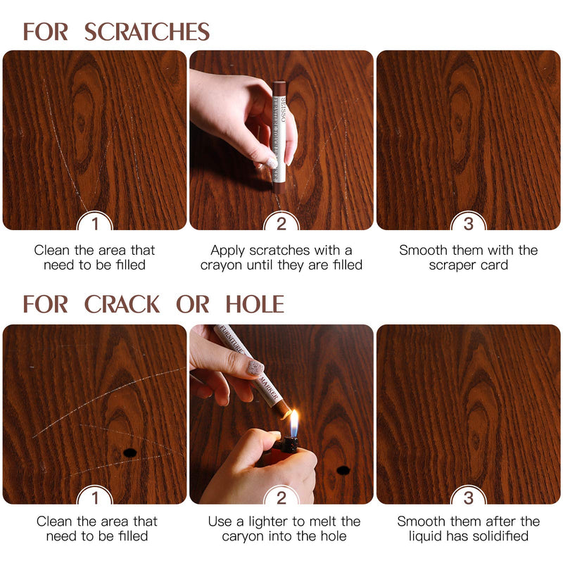 Furniture Markers Touch Up, Upgrade Wood Furniture Repair Kit, Premium Wood Scratch Repair Markers and Wax Sticks for Wood Stains Scratches Hardwood Wooden Floors Tables, Set of 17 - NewNest Australia