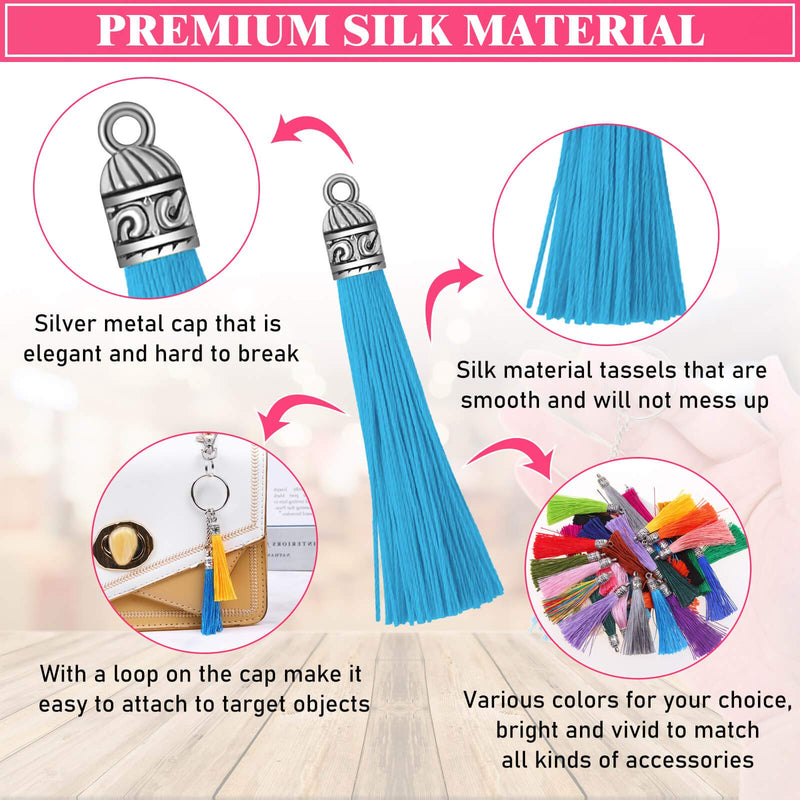 Tassels for Jewelry Making, Caffox 120PCS Keychain Tassel Charms Bulk, Silky Handmade Tassels for Earrings Bracelets Necklaces and DIY Craft - NewNest Australia