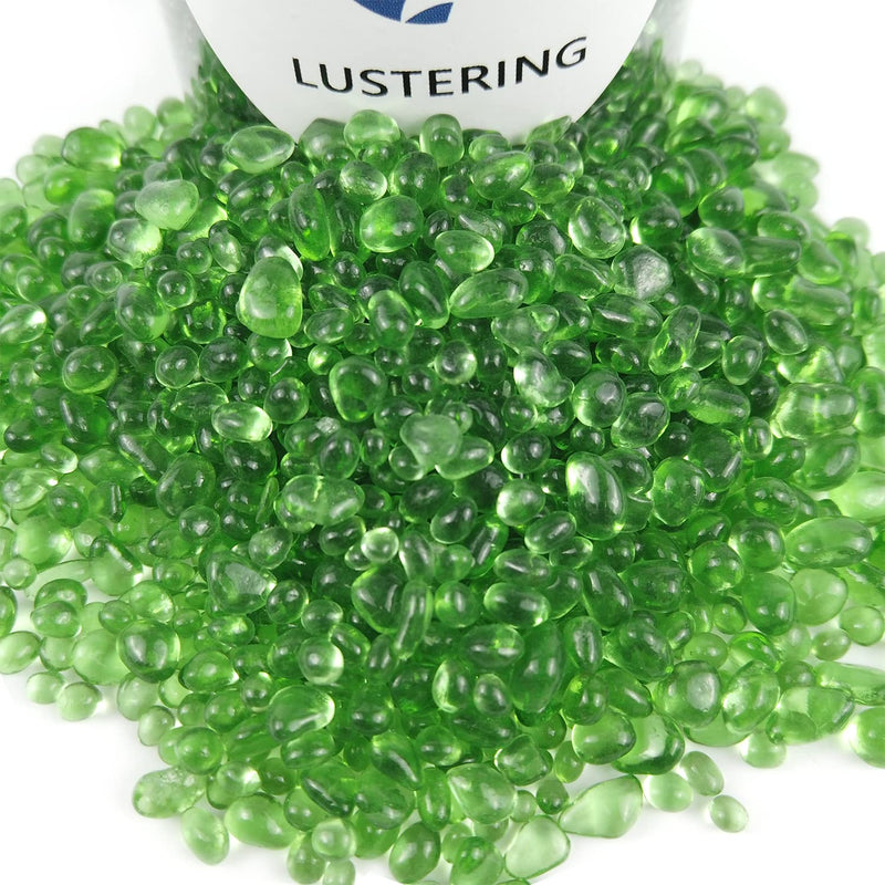 Lustering Decorative Round Flat Glass Beads,Glass Marbles,Glass Pebbles,Vase Filler Beads for Fire Pit Crafts Aquarium Garden Decoration,3-6mm,1-Pound Jar (Light Green) Light Green - NewNest Australia