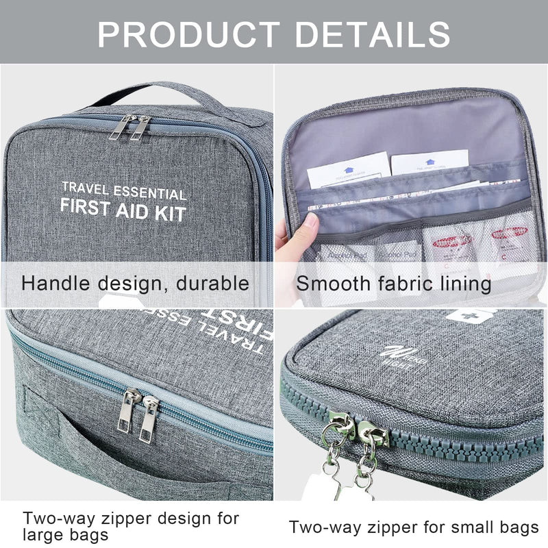 Pack Of 2 First Aid Bag, First Aid Kit, Empty Waterproof Large Capacity Medical Emergency Bag, Medicine Bag, Small Travel Pharmacy Bag, Travel Pharmacy Bag (Grey) - NewNest Australia
