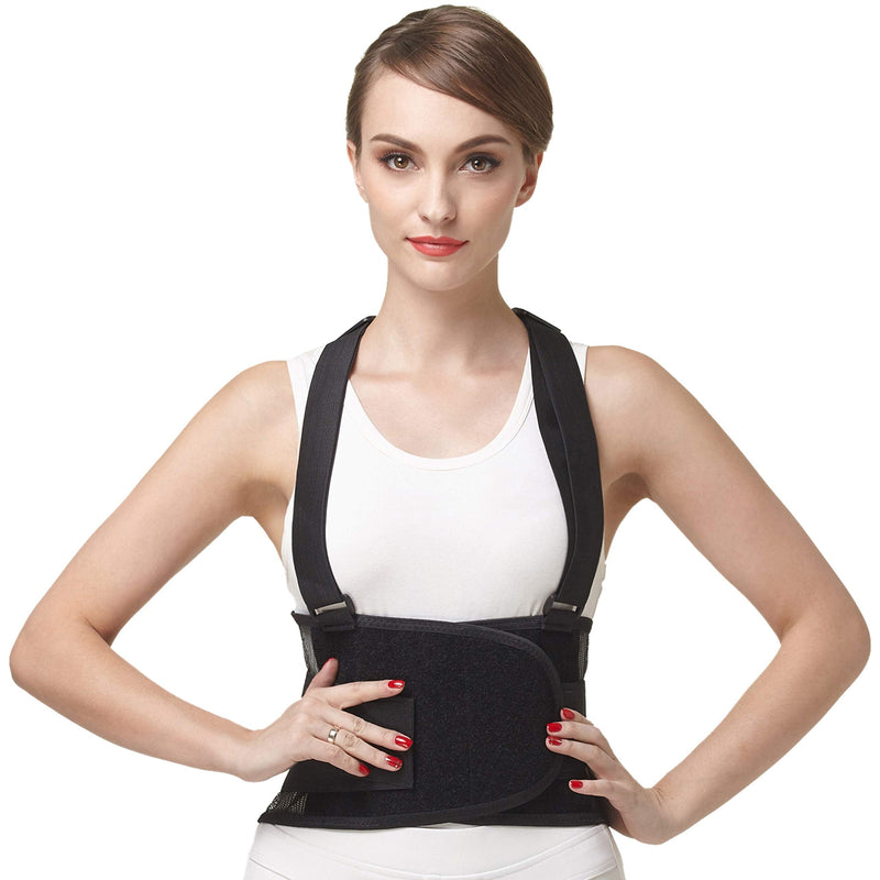 NEOtech Care Back Support with Straps - Lightweight and Breathable - Lumbar Support - Posture, Work, Gym - Black (M) - NewNest Australia