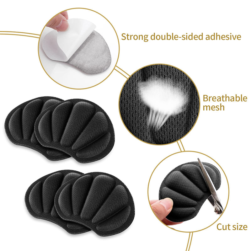 Sibba Heel Pad Inserts Grips 4 Pairs Shoes High Heels Cushions Too Big Shoe Protectors Sticker Filler Pads Arch Support Sneakers Insole Sole Comfort for Women Men (Black) 4 Pairs Black Heel Pads - NewNest Australia