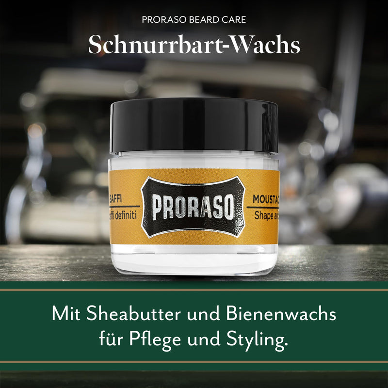 Proraso Mustache Wax, Wood and Spice, 15 ml, mustache wax with shea butter and beeswax for care and styling of facial hair, Made in Italy - NewNest Australia