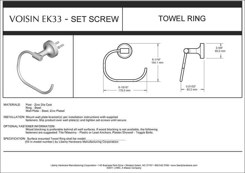 Franklin Brass VOI46-PC Voisin Towel Ring, Polished Chrome - NewNest Australia