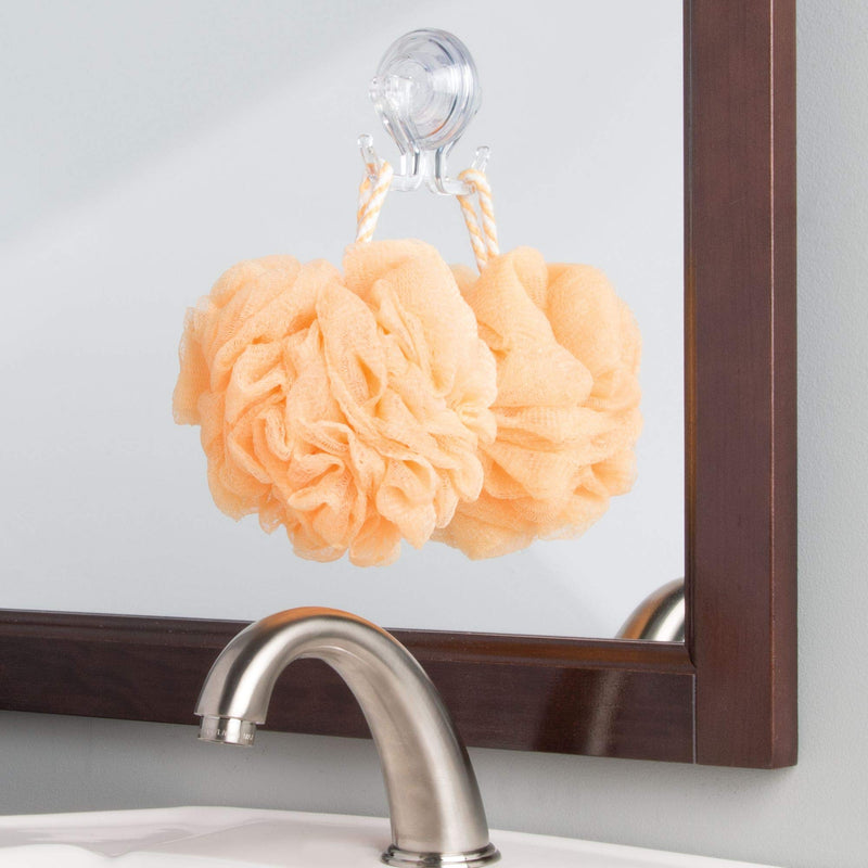 NewNest Australia - iDesign Power Lock Bathroom Shower Plastic Suction Cup Hooks for Loofah, Towels, Sponges, and More, Set of 2, Clear 