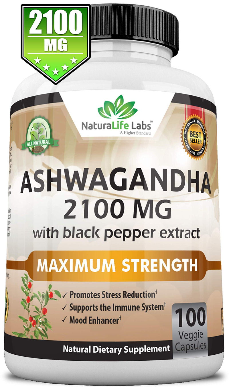 Organic Ashwagandha 2,100 mg - 100 Vegan Capsules Pure Organic Ashwagandha Powder and Root Extract - Stress Relief, Mood Enhancer, Immune & Thyroid Support - NewNest Australia