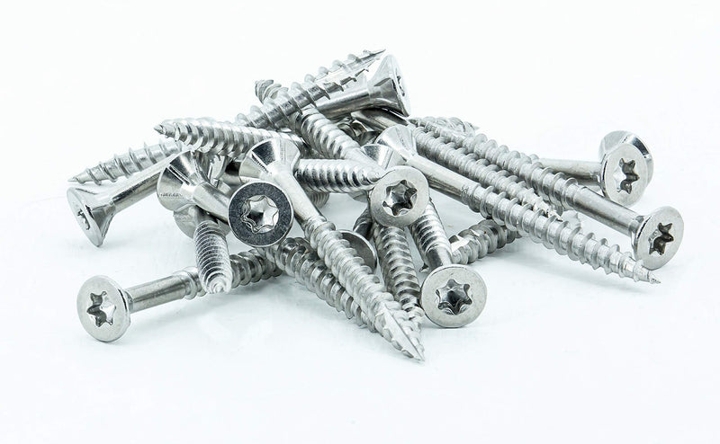 #8 X 1 5/8 Inch Stainless Steel Wood Screws Flat Head T20 Star Drive 304 Grade (100 pieces) for Outdoor Construction by Eagle Claw Fasteners (Driver Bit included) 100 #8 x 1 5/8" - NewNest Australia