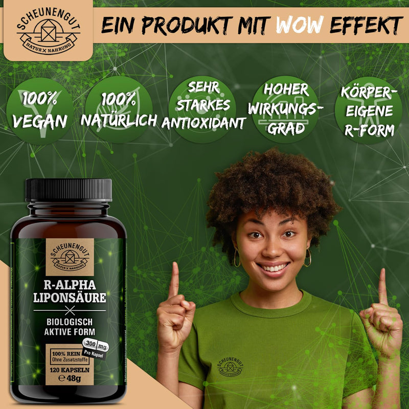 Alpha Lipoic Acid - 300Mg - Important: Certified Laboratory Tested & Vegan I 120 Capsules R Alpha Lipoic Acid I Body'S Own Form = Optimal Bioavailability I From De I Scheunengut - NewNest Australia
