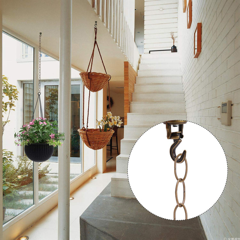 NewNest Australia - OOTSR Swivel Swag Hook, Heavy Duty Swivel Ceiling Hook and Metal Chain Extension for Hanging Plants/Chandeliers/Baskets/Indoor & Outdoor Use, Brass Color, 36 inches Chain 