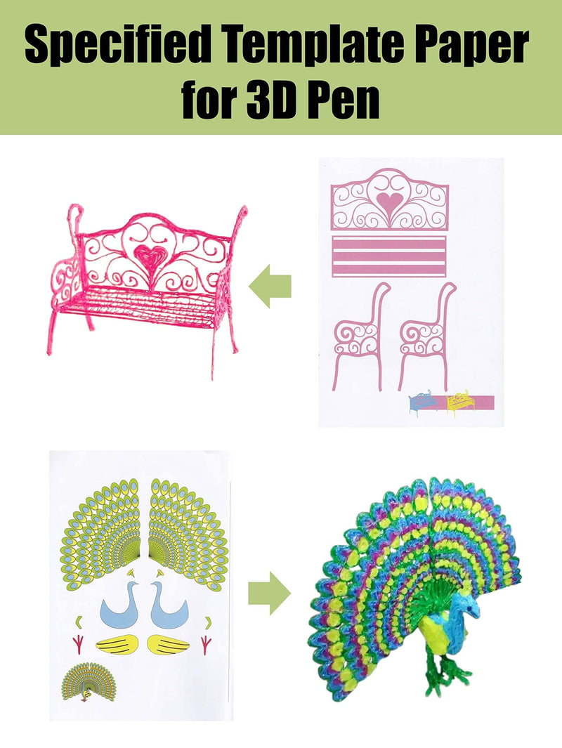 3D Printing Drawing Book, Reusable Colorful 40 Patterns Thick Paper Template with a Clear Plate, Painting Graffiti Template for 3D Pen Kids DIY Gift - NewNest Australia