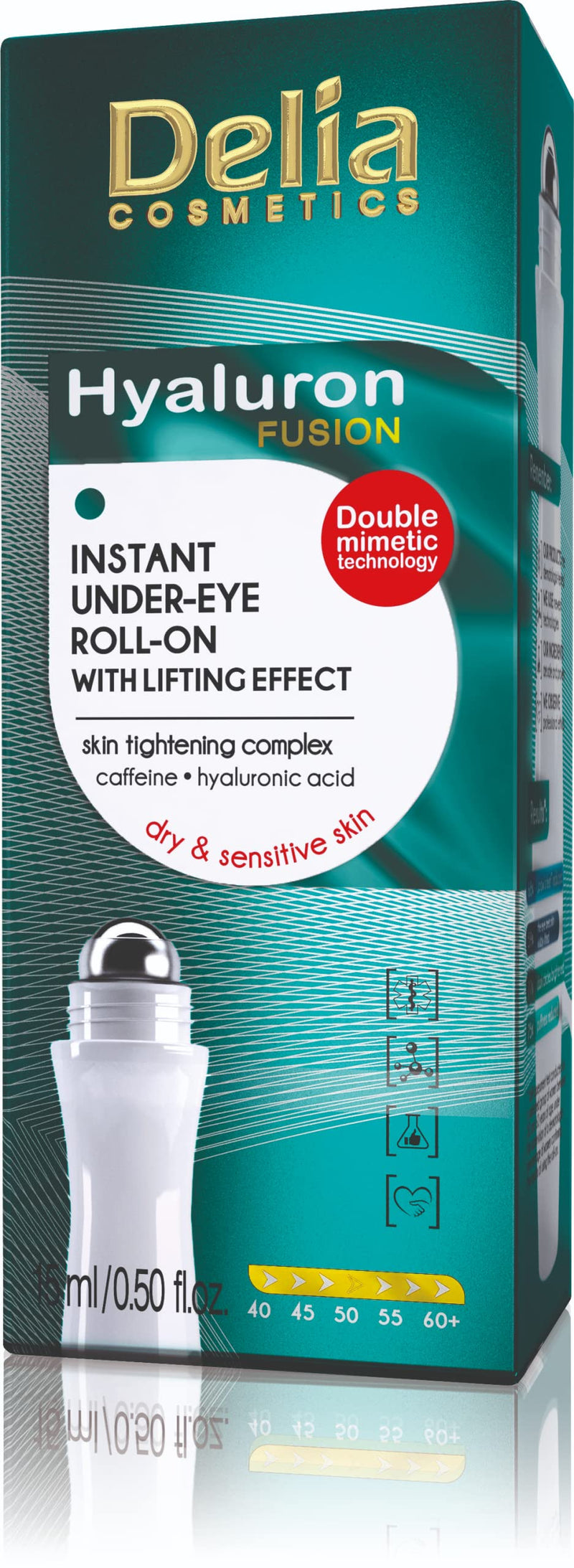 Delia - Hyaluron Fusion - Roll-On Lifting Effect Eye Contour - Instant Under-Eye Tightening Complex - for Dark Circles & Crow's Feet - Brighter, Smooth Look - 15 ml Roll On - NewNest Australia