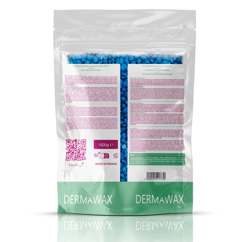 Dermawax 1 kg azulene waxing beads - professional hot wax wax beads for hair removal - use without fleece strips - suitable for all skin types - gentle whole body depilation - NewNest Australia