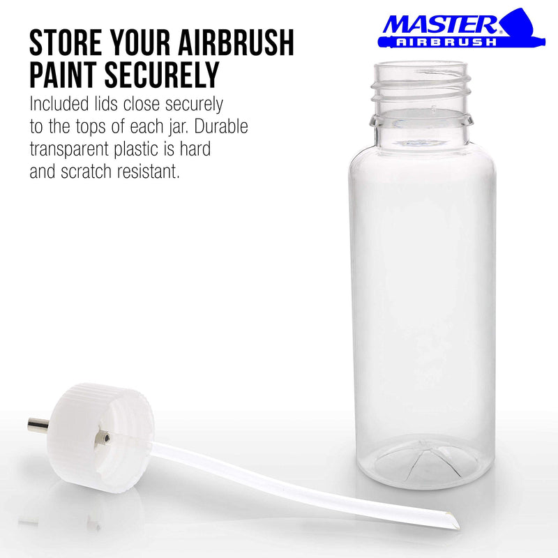 Master Airbrush (Pack of 10) TB-009 Empty 3.4-Ounce (100cc) Plastic Jar Bottles with 30° Down Angle Adaptor Lid Assembly - Fits Dual-Action Siphon Feed Airbrushes, Use with Master Badger Paasche Iwata - NewNest Australia